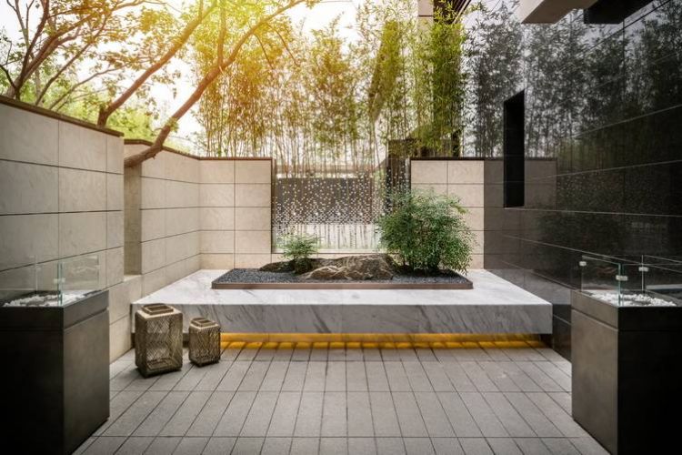 別墅私家花園設計單價費用多少錢一平方米_新中式風私家花園設計-成都青望私家花園設計